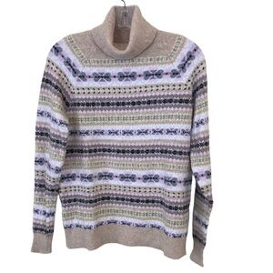 Loft Striped Fair Isle Multi-Colored Soft Turtleneck Sweater (Size XS)